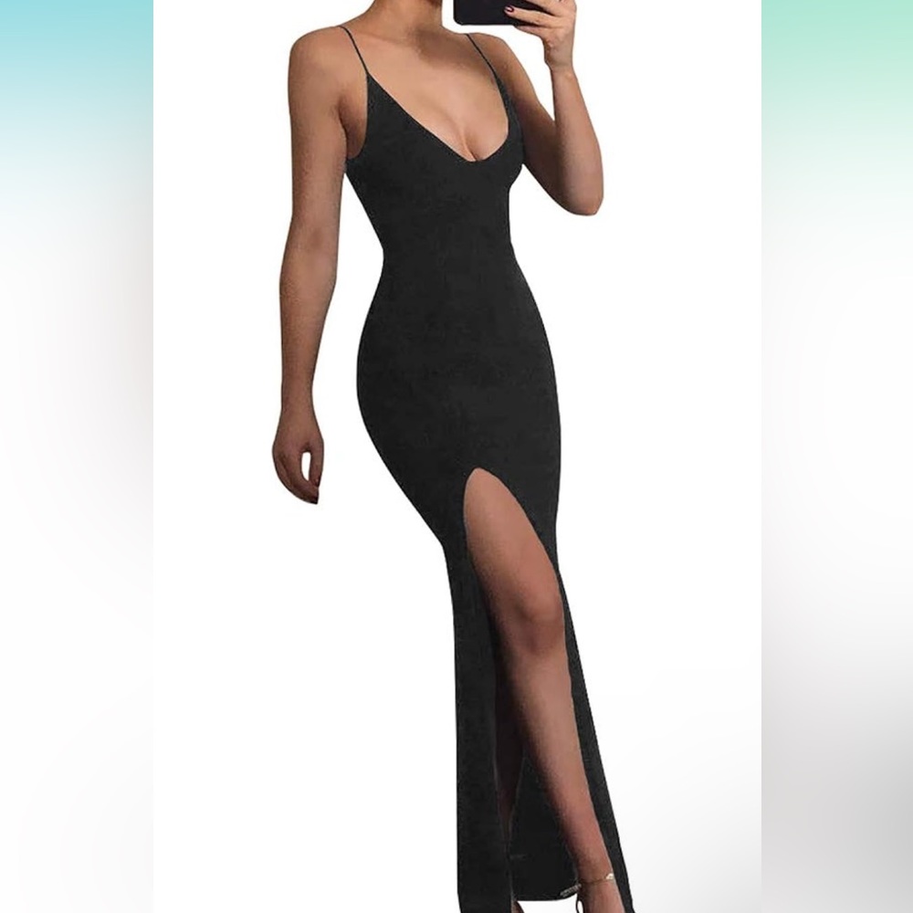 NWT Sexy Bodycon Split Sleeveless Spaghetti Strap V-Neck